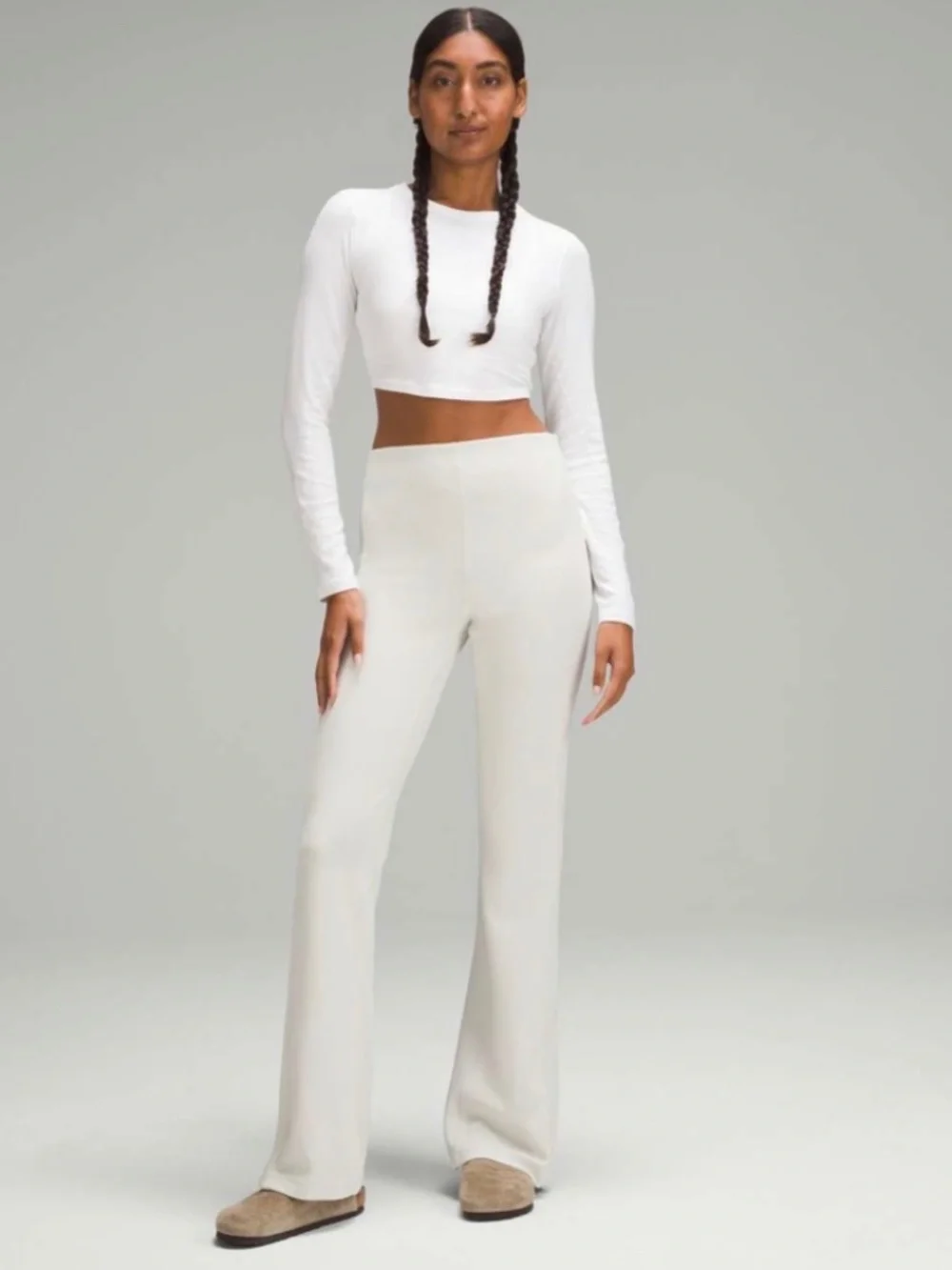 Lululemon Brushed Softstreme Ribbed Zip Flare Pants Bone Size‎ 12 W5EUBS AA